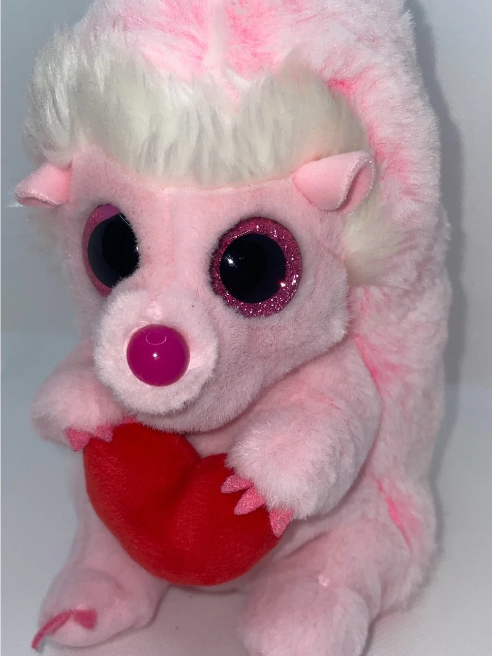 Ty Beanie Boos Cheesecake Pink Hedgehog Plush Stuffed Animal Holding Heart Sz 6”